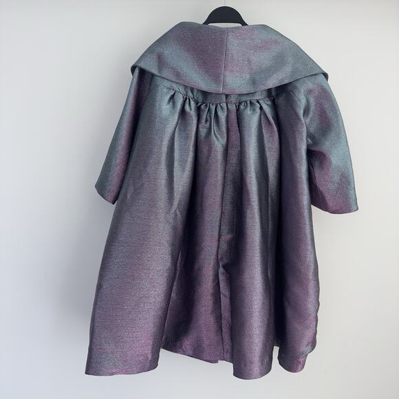 BURU Car Coat Womens L / XL Metallic Iridescent Shimmery Retro Glam Cape Jacket - Picture 7 of 14